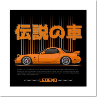 Midnight Racer Orange FD3S RX7 JDM Posters and Art